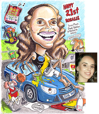 Handpainted 21st present colour handpainted caricature