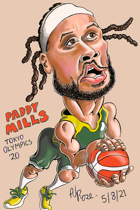 Patty Mills full colour Caricature
