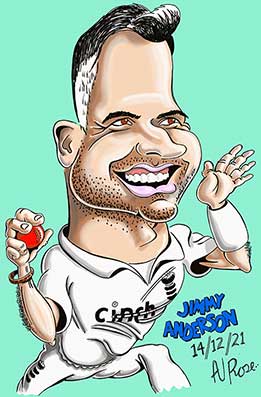 full colour caricature James Anderson
