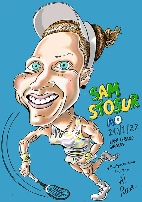 Sam Stosur - colour caricature tennis player