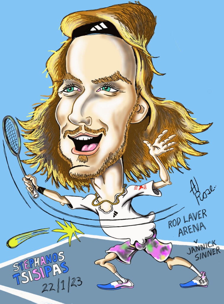 Stephano Tsisipas colour digital caricature