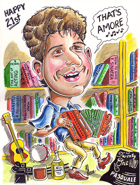 15" x 20" full colour hand painted caricature