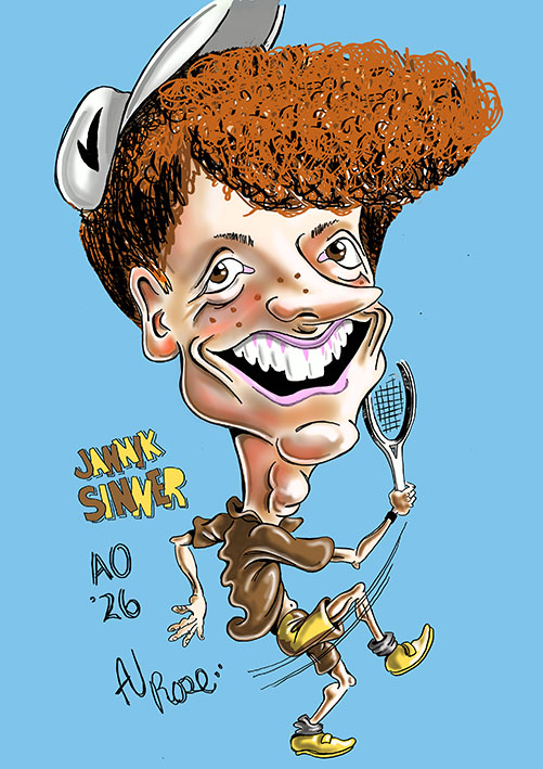 Jannik Sinner colour caricature